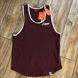 YOUNGLA Classic Burgundy Tank with White Accents MENS SMALL